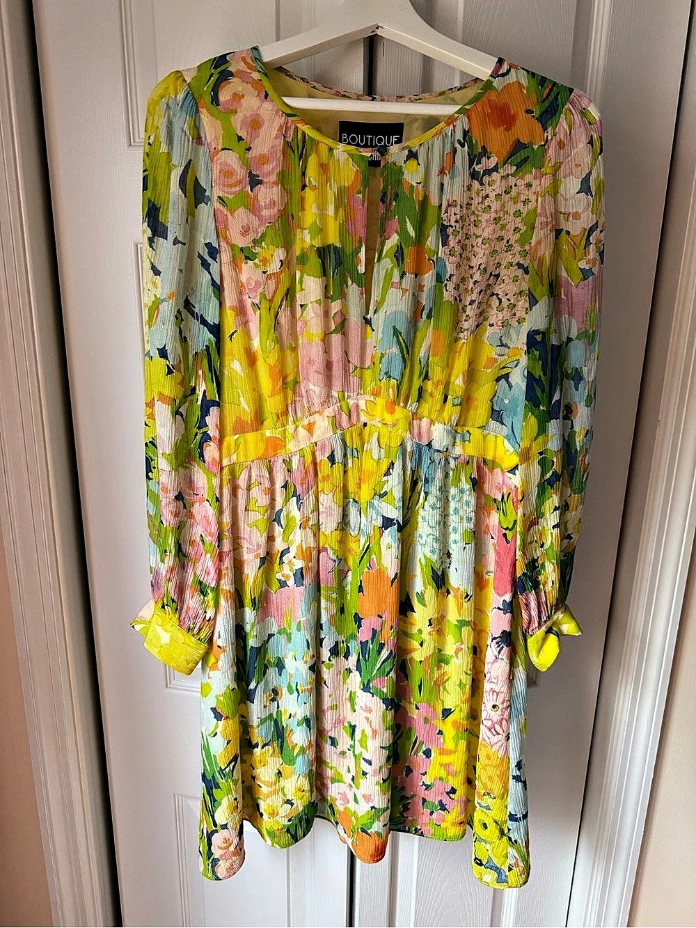 Moschino Floral Mini Dress in Yellow & Green Size 10 Like New